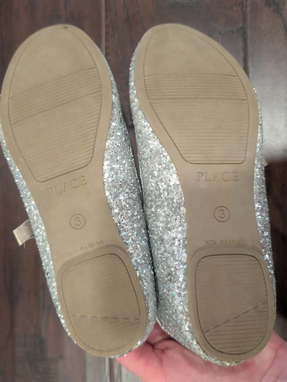 PLACE Silver Glitter Mary Jane Girls Dress Shoes Size 3